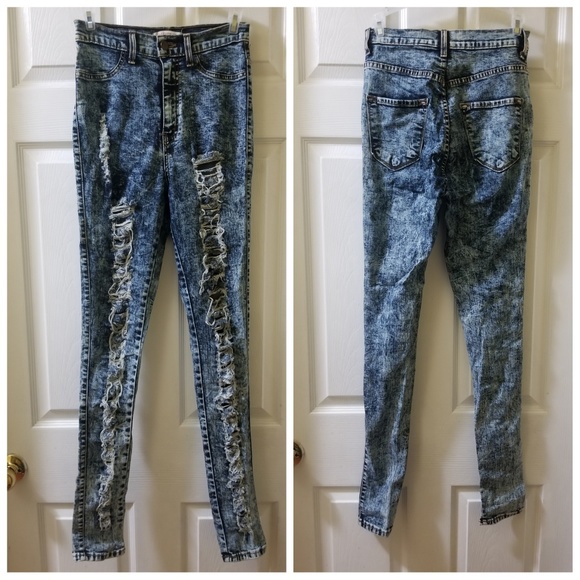 Blue denim acid wash jeans - Picture 2 of 3